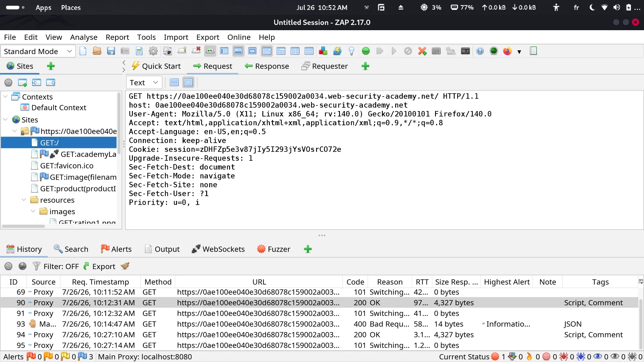 Image for Zaproxy interface